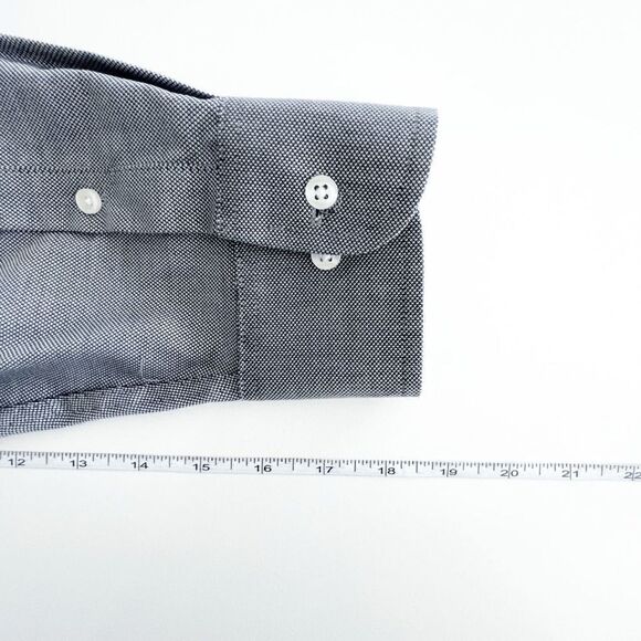 Chaps Mens Collared Shirt Non-Iron Button Down Long Sleeve Black 17 Neck - Picture 6 of 7